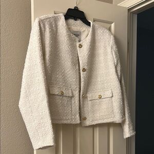 Abercrombie & Fitch Collarless Tweed Jacket - Size XL